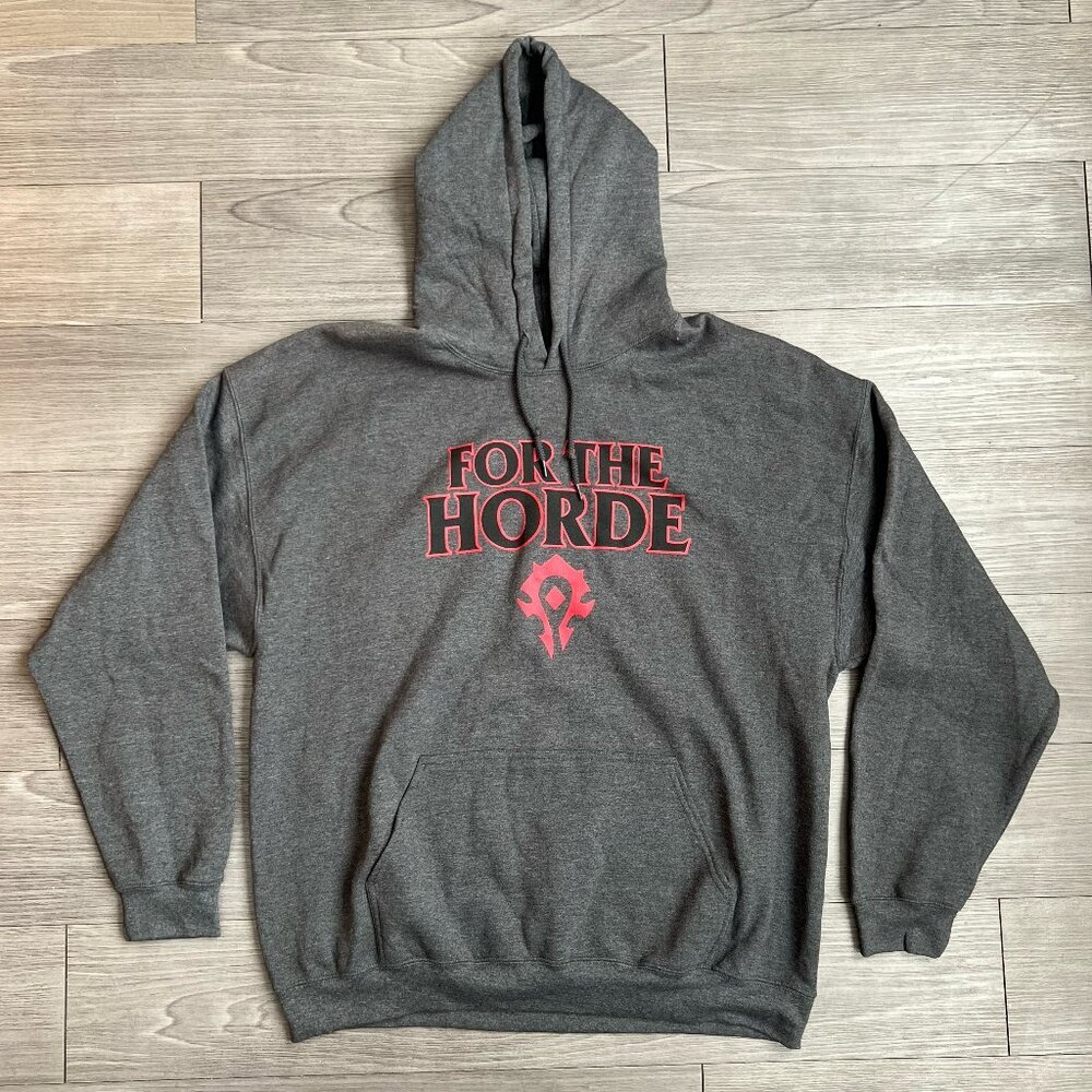 Blizzard World of Warcraft “For The Horde” Hoodie Gray Pullover Size XL